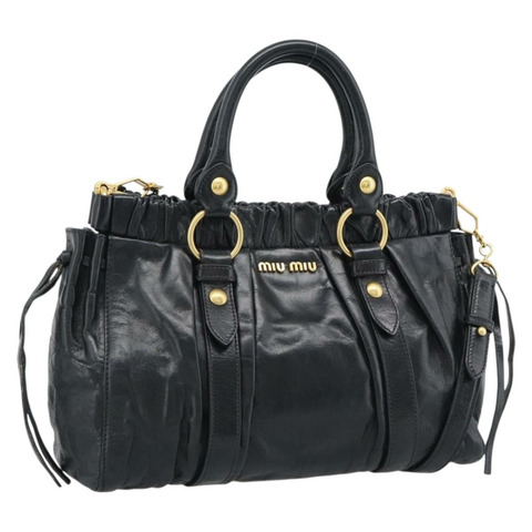 Miu Miu 手提包 皮革 兩用 黑色 金色 正品 189500SAM