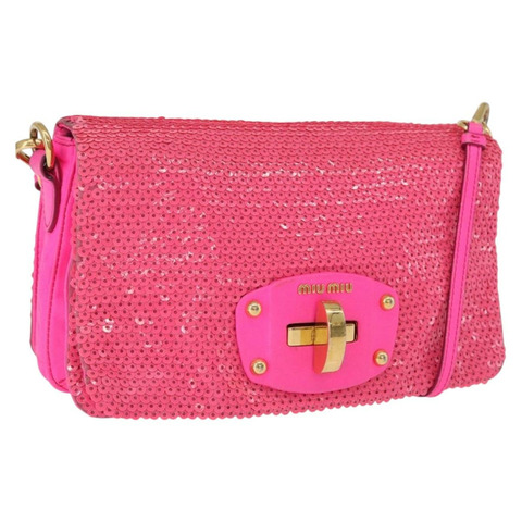 Miu Miu 單肩包 皮革亮片 粉紅金色 正品 am12035V