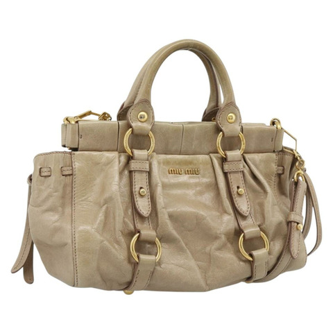 Miu Miu 手提包 皮革 兩用 米色 金色 正品 bs36293V