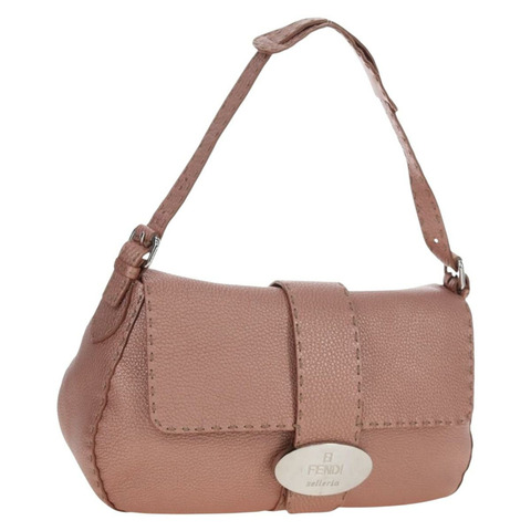 FENDI Celeria Baguette 單肩包 皮革 粉紅色 銀色 正品 ki6700V