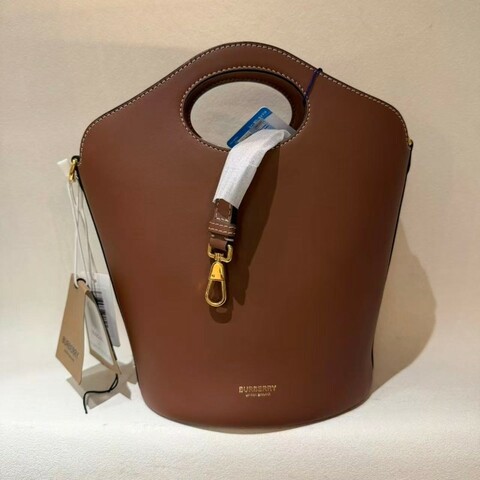 99新Burberry 棕色水桶包 斜挎手提兩用