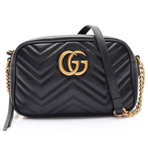 Gucci 古馳 黑色 Matelasse 牛皮 GG Marmont 相機