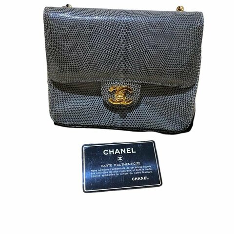 Chanel香奈兒雙C 扣特殊皮方胖子雕花鏈條包