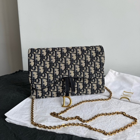 Dior迪奧 saddle經典老花刺繡款，馬鞍包大號Woc斜背包