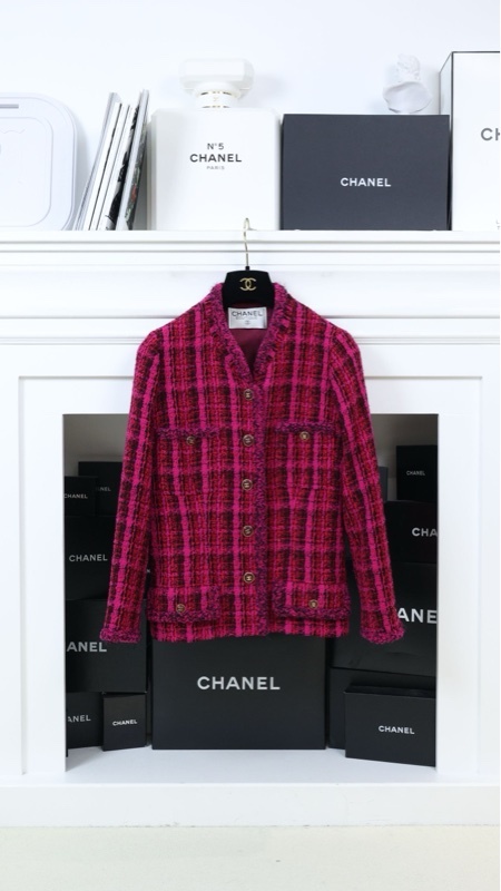 Chanel 95年紫色格纹四口袋外套秀款