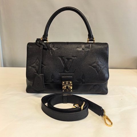 路易威登 LV Madeleine瑪德琳 芯片款 黑色壓紋粒面牛皮革 單肩包斜挎包手提包
