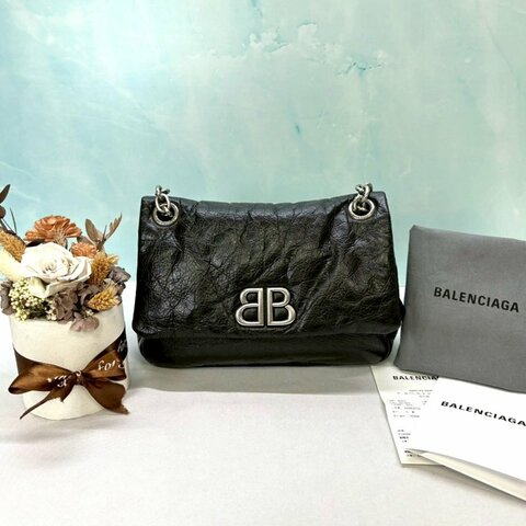 BALENCIAGA Monaco Mini黑銀鏈條包