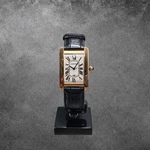 [極品 95 新] Cartier 卡地亞 Tank Américaine 美國坦克 大型款 黃K金 18K金 皮帶手錶 W2603156