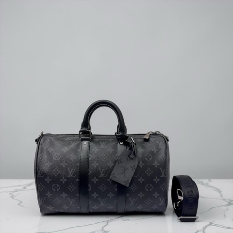 莉亞精品♡ Lv M46655  Keepall 35黑灰老花 二手美包