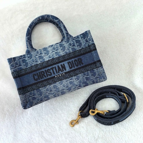 Dior 迪奧 mini book tote托特包手提包斜挎包 藍色