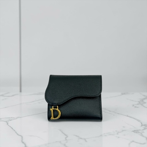 莉亞精品♡ Dior Saddle 短夾 黑色 二手美包