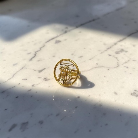 莉亞精品♡ Burberry TB 戒指 金色 52 二手美品