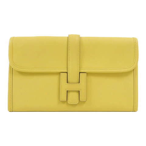 HERMES Swift皮革Jige Duo Clutch手拿包Jaune de Naples