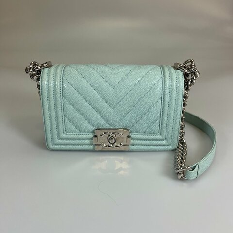 CHANEL BOY20荔枝淺藍 保卡款29開