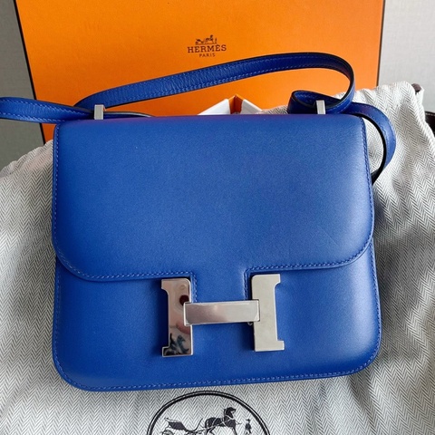 Hermes 爱马仕 19 康康 box皮 Y刻 宝石蓝 可斜挎单肩