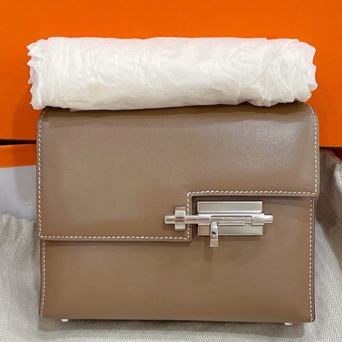 Hermes 爱马仕Verrou mini手枪包大象灰银扣
