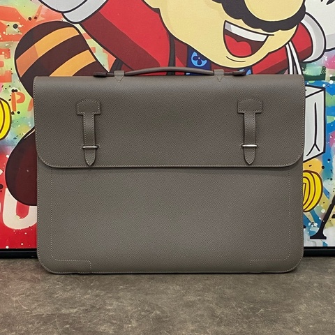 愛馬仕 Hermes 灰色公文包 C刻 尺寸：長37.5寬2高27