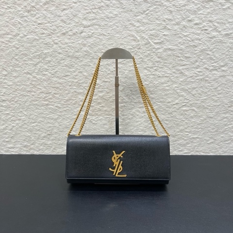 98新YSL聖羅蘭Kate系列logo限定款黑金荔枝紋流蘇中號