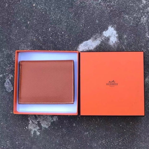 Hermès 愛馬仕 Vintage Epsom 金棕色 對折短夾｜附可拆式卡片套｜附盒