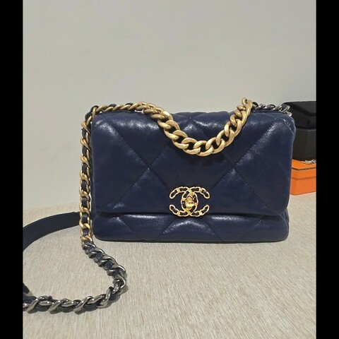 香奈兒 Chanel 19bag 小號 26cm 深海藍 藍色 掀蓋包 💙
