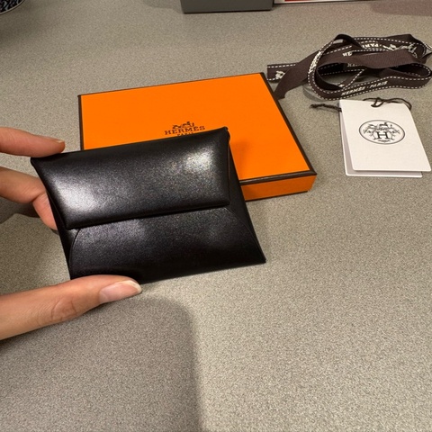 全新全套 愛馬仕 Hermès Bastia 零錢包 黑色 Box Calf Box 牛皮 法國製