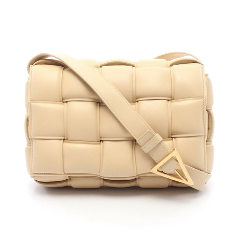 BOTTEGA VENETA 帶襯墊卡式 Intrecciato 單肩包 591970 皮革 米色