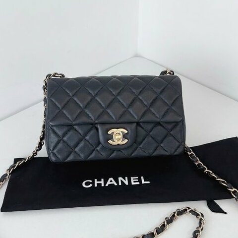 近新品 香奈兒/Chanel 黑金CF大mini鏈條包 芯片款