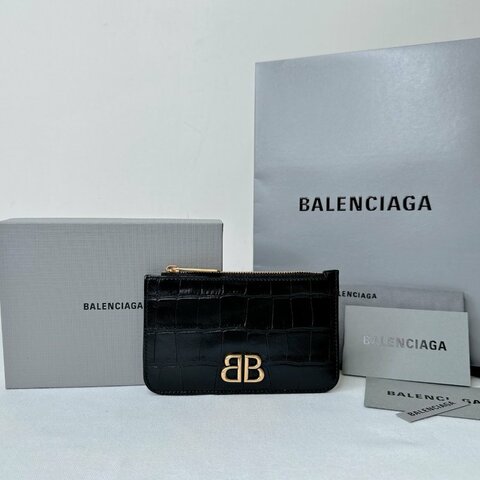 BALENCIAGA 鱷魚壓紋零錢卡包