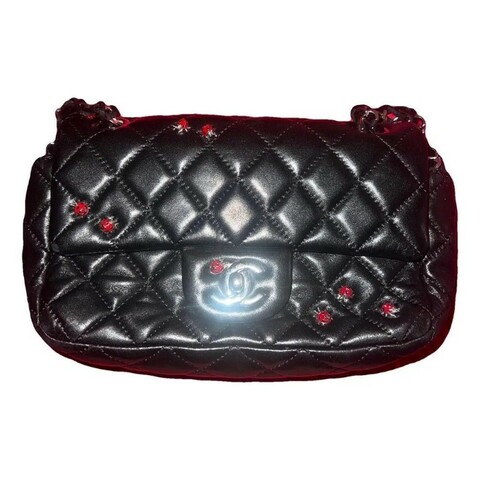 Chanel 14开黑色限定小羊皮七星瓢虫Mini CF单肩包