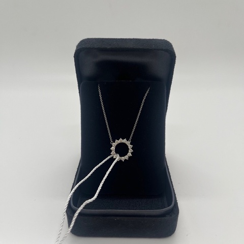 Tiffany 蒂芙尼 滿鑽鉑金太陽花項鍊 小號 鉑金材質：PT950 克重：3.7克 滿天星小圓環 一圈爪鑲圓形明亮式鑽石