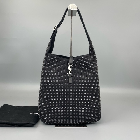 YSL 聖羅蘭 秀款黑色滿鑽HOBO腋下包 尺寸25*29