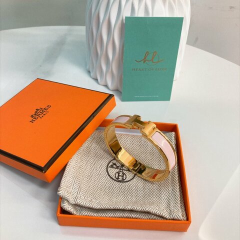 MS0804 Hemes 愛馬仕 中號手鐲 粉色金扣 Clic H Bracelet PM  Rose Candeur x GHW