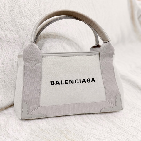 BALENCIAGA 巴黎世家 NAVY CABAS XS 帆布手提包 子母包 灰米色