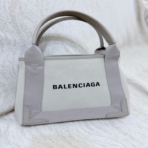 BALENCIAGA 巴黎世家 NAVY CABAS XS 帆布手提包 子母包 灰米色