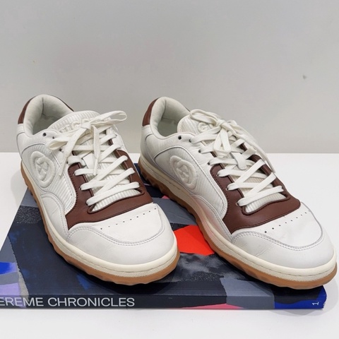 Gucci古馳 MAC80米棕色做舊款低幫系帶時尚板鞋 運動鞋 98新成色很好 8碼/42碼