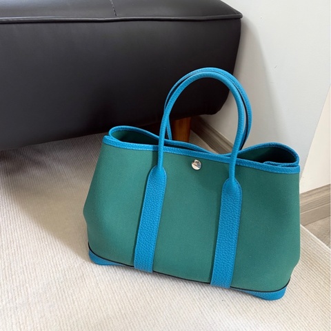 Hermes 愛馬仕  Garden 30 A刻 帆布拼皮！超新好成色！