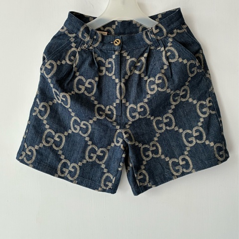 Gucci 丹寧滿版雙G短褲38