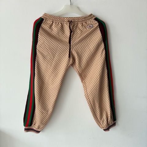 Gucci 滿版小logo側紅綠長褲xs