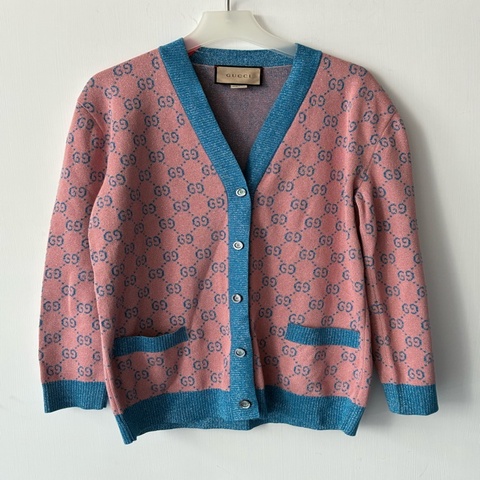 Gucci 粉/藍雙G金蔥外套S