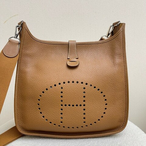 98新愛馬仕HERMES 伊芙琳 Evelyne 金棕銀扣