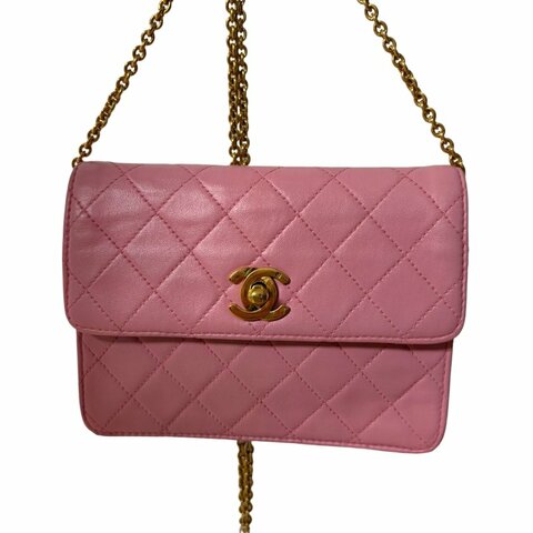 Chanel香奈兒雙C 扣菱格紋迷你鏈條包