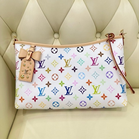路易威登LV村上隆白三彩Carryall橫版 單肩包斜挎包腋下包