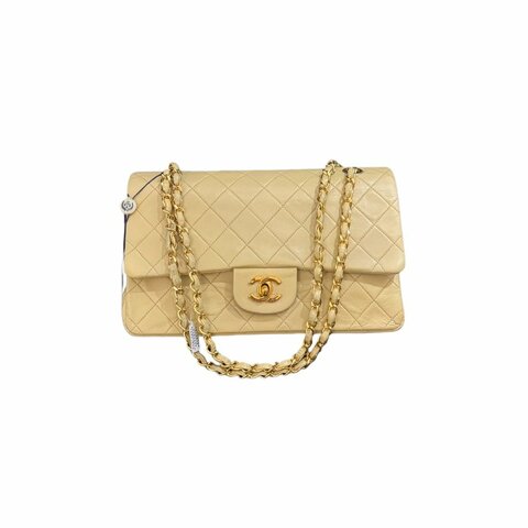 Chanel香奈兒菱格紋雙C扣雙蓋鏈條包