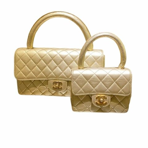 Chanel香奈兒雙C扣金色子母CF手提包