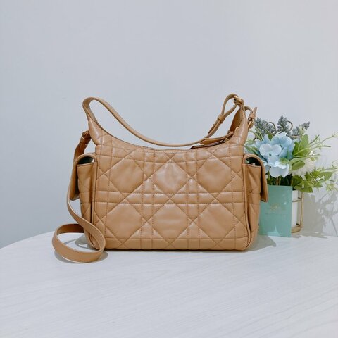 TK2118	Christian Dior 迪奧中號經典格仔兩用包包 D-Dream Bag Medium Lambskin Brown x GHW