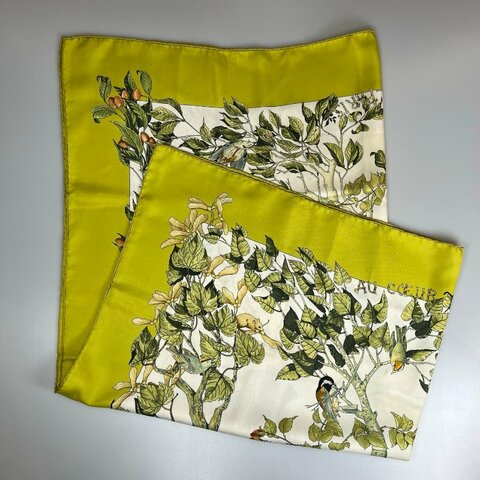 HERMES 綠色鳥巢森林絲巾90*90