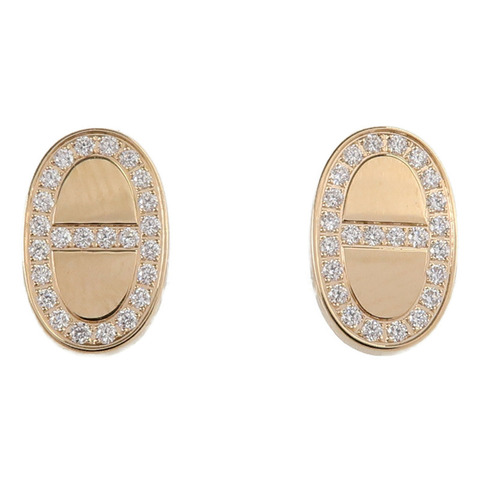 HERMES 18K玫瑰金Chaine Dancre Verso Earrings鑽石耳環