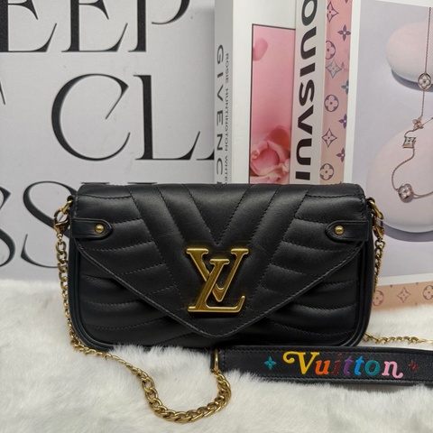 Louis Vuitton 路易威登 NEW WAVE黑色彩虹鏈條包 芯片 尺寸18×11×4