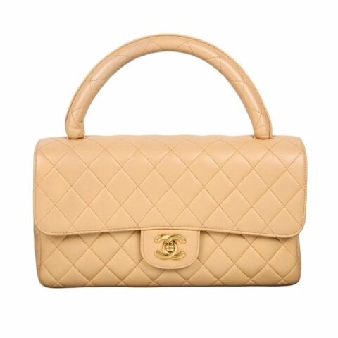 Chanel香奈兒菱格紋雙C扣手提包