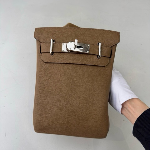 99新 Hermès 愛馬仕Hac a Dos栗子色銀扣 pm小號 togo皮 W刻 24年